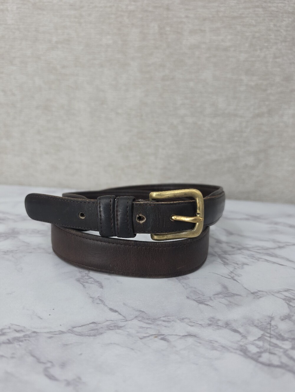 Coach New York Vintage Dark Brown Leather Belt with Brass Buckle
